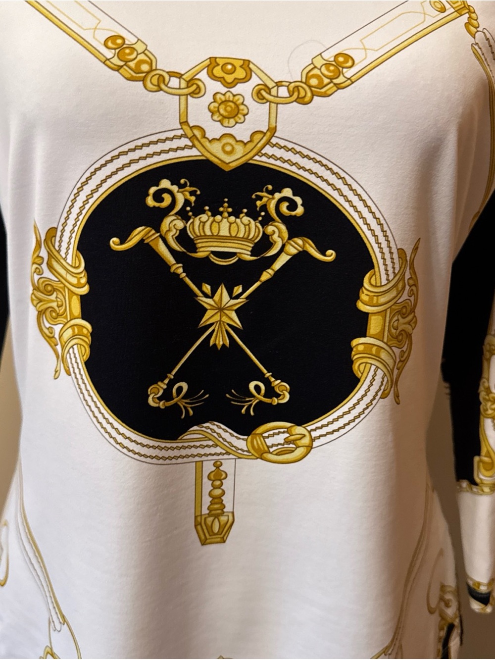 Gold-Accented Black & White Long-Sleeve Tee - Picture 3 of 6